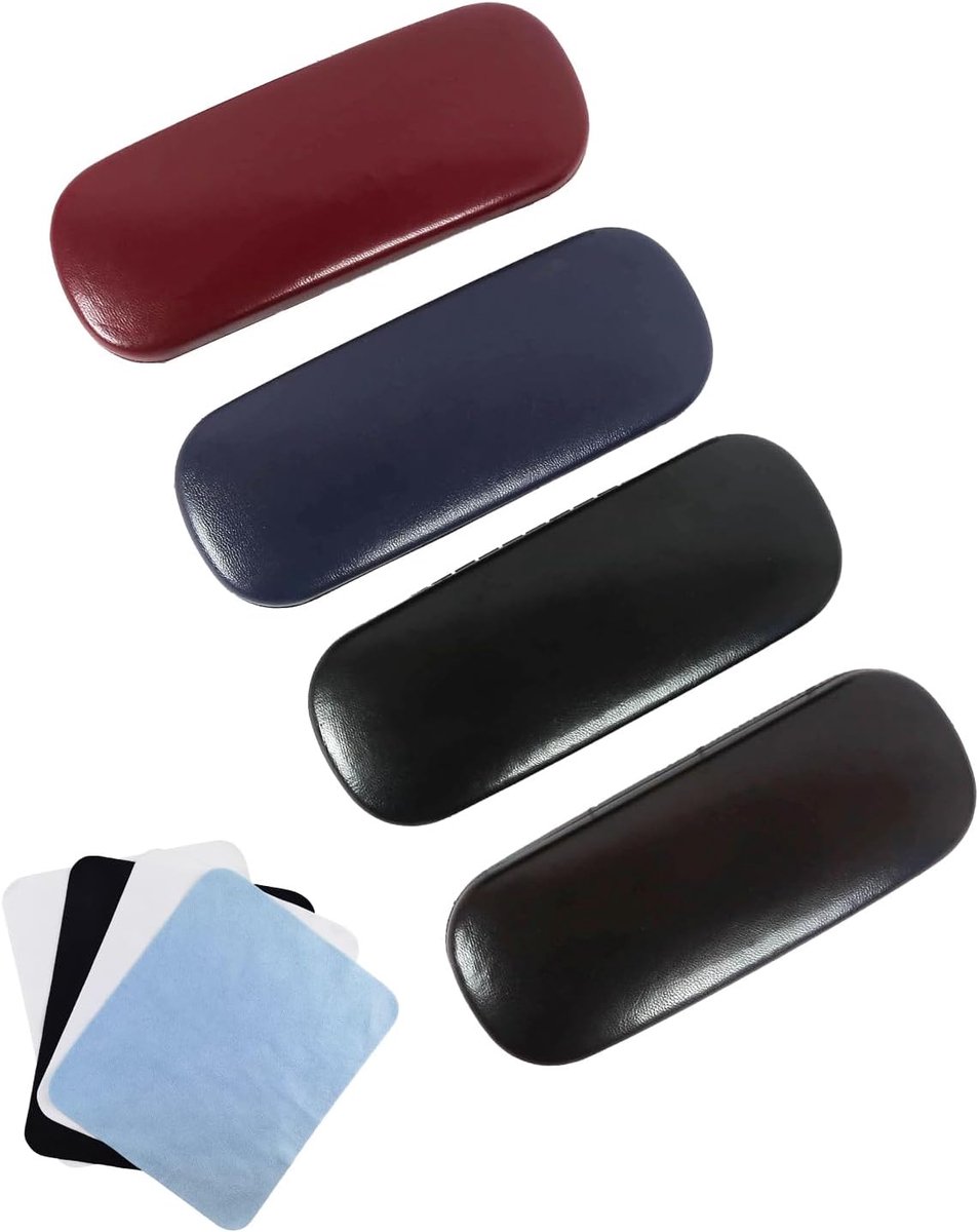 Pack of 4 Hard Sunglasses Case with Glasses Cleaning Cloth, Portable Glasses Case for Sunglasses, Reading Glasses - ShopVlot