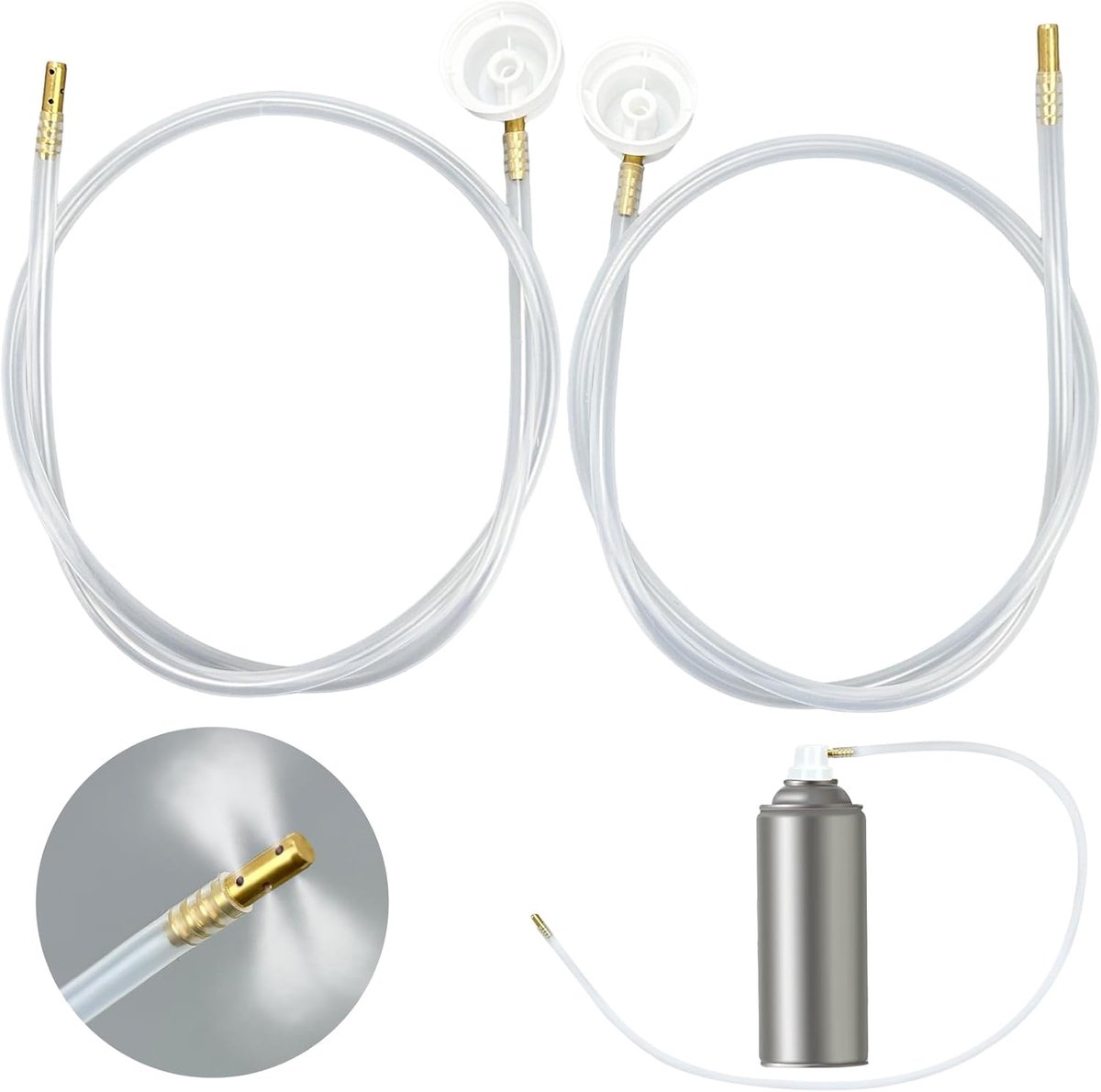 2 Pcs Aerosol Nozzle with 60cm 360 Degree Extension Hose, Spray Can Extension, White Aerosol Nozzle, Spray Can - ShopVlot