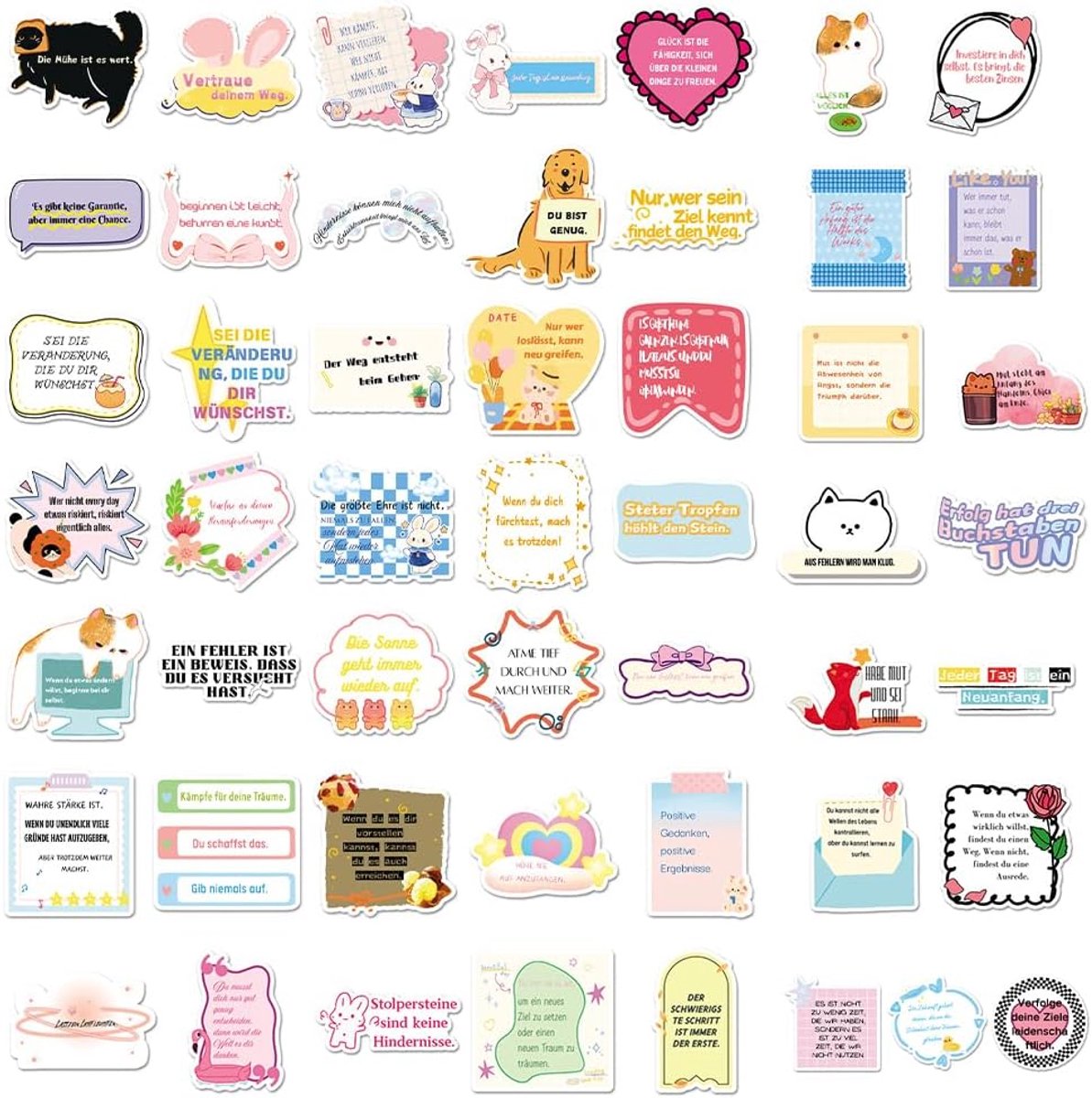 Set van 50 Italiaanse stickers, motivatiestickers en grappige spreuken, waterdichte scrapbook-accessoires voor bullet - ShopVlot