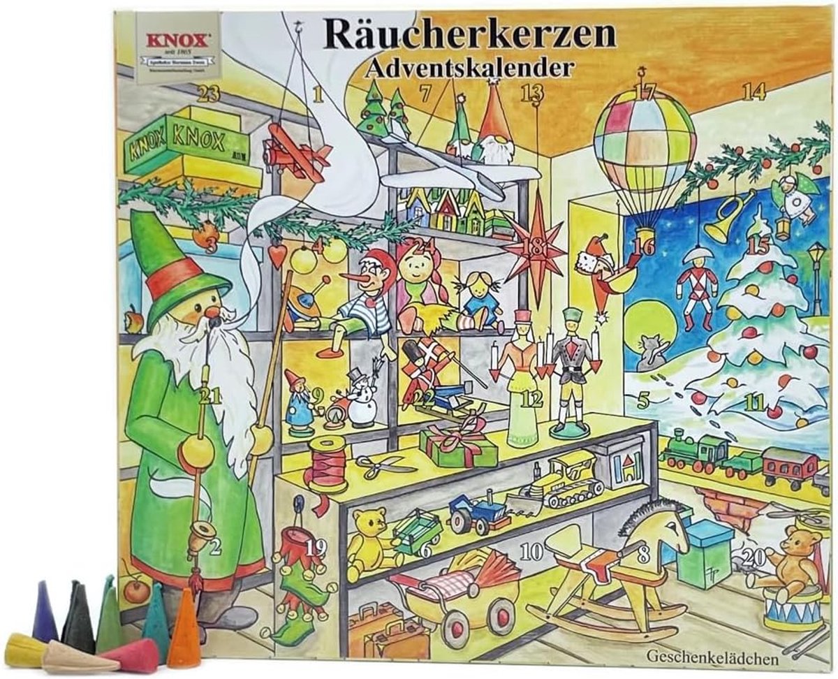 Knox 09000 Advent Calendar with 24 Heavenly Fragrances, Size 1.5 x 26 x 24 cm, Smoke Candles, Advent Time, Christmas - ShopVlot