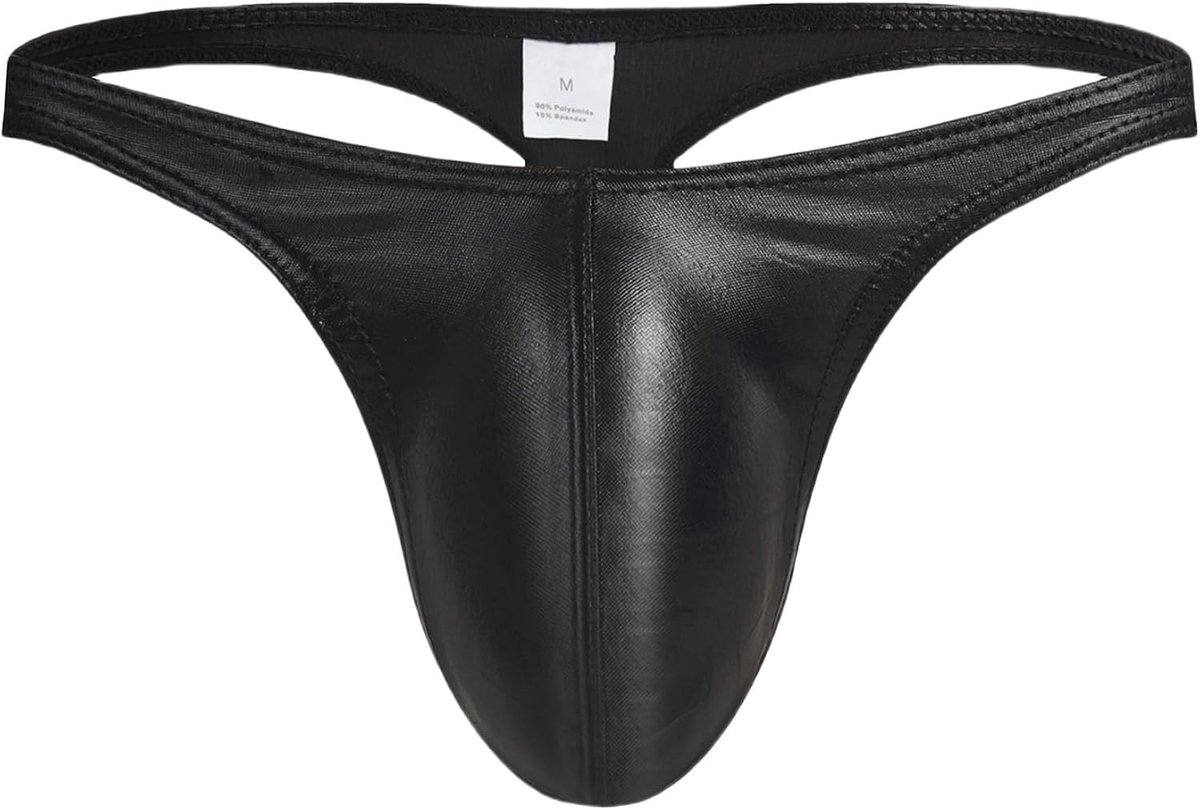 Men's Thong, Leather, Shiny Thong, Underwear, Sexy Briefs, Low Waist, T-Back, Thong Underwear - ShopVlot