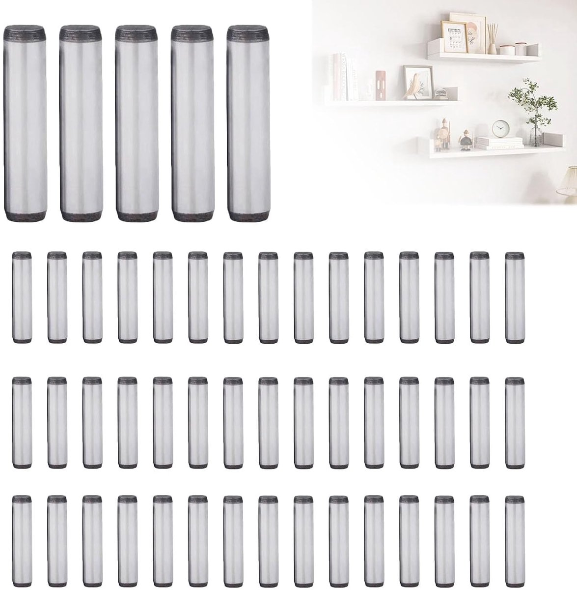 Cilinderpennen Set van 50 - Diameter 4 x 30 mm - Roestvrij staal - Ideaal voor meubels en kasten - ShopVlot