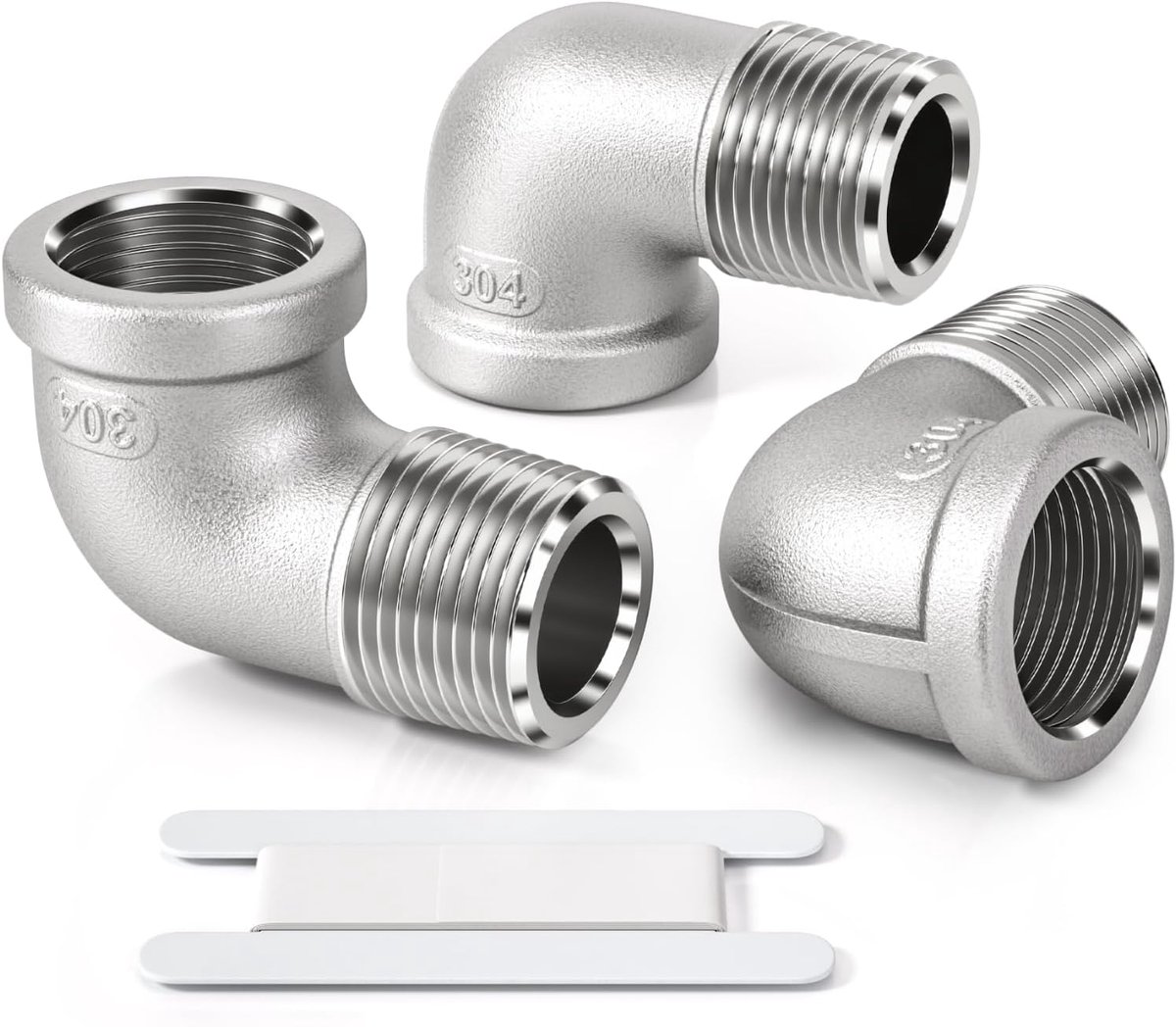 Bwintech 3 Pcs 90 Degree 3/4" Female to 3/4" Male BSP Wire Stainless Steel 304 Elbow Connector Pipe Fitting for Pipe - ShopVlot