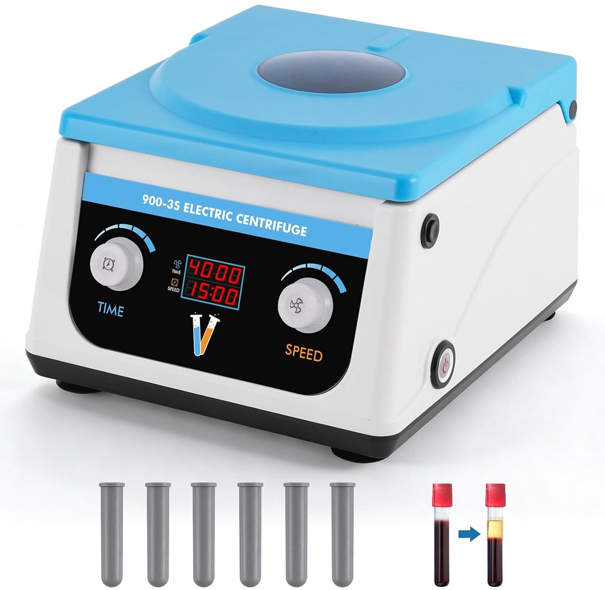 YUCHENGTECH Laboratory Table Centrifuge Low Speed with Digital LCD Display 4000 rpm Rotor 6x15ml Timer 0-99 min 1878xg - ShopVlot