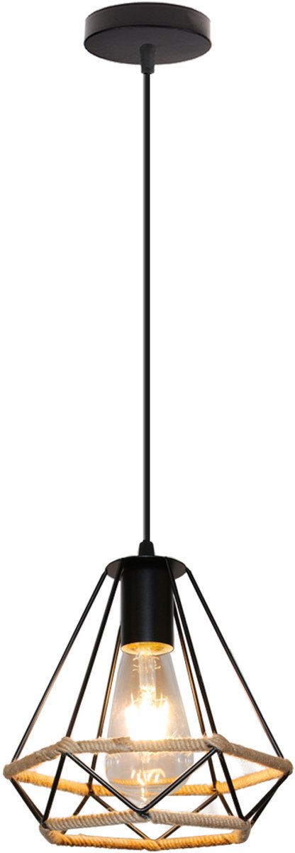 Hanglamp Industriële Slaapkamer 20cm Kroonluchter E27 Plafondlamp Woonkamer Zwart