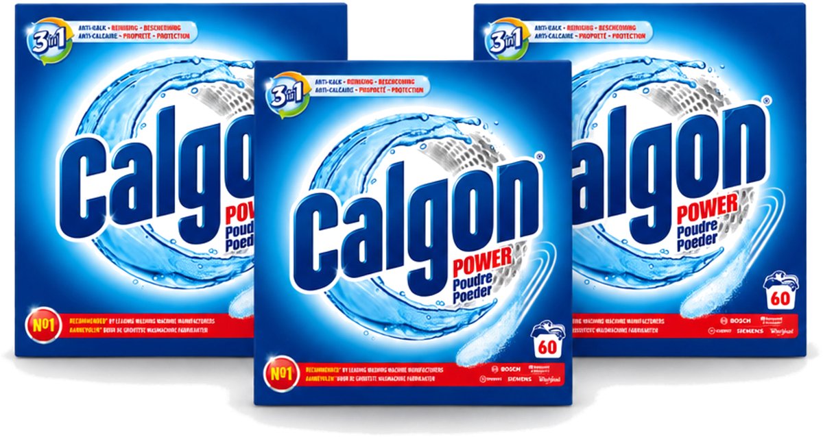 3 x Calgon – Wasmachinereiniger Poeder – 3-in-1 Power Anti-Kalk – 60 doseringen - Voordeelverpakking - 3 stuks
