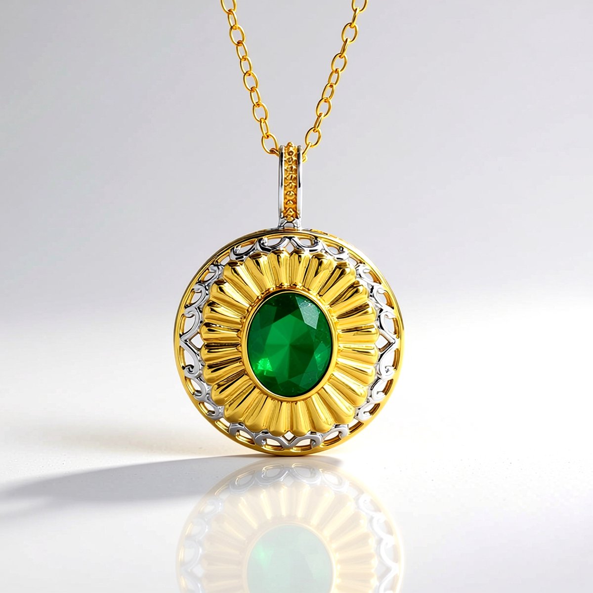 Cavill - Zilveren halsketting 925 sterling met 1,26 ct ovale Zambia-smaragd - goudlaag - elegant tijdloos sieraad - 50 cm