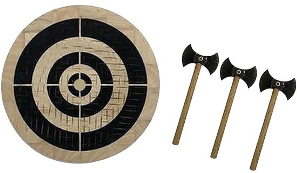 Set voor bijlwerpen - Houten frisbeespel - Voor buitenspelen - Veilig houten doelwit - 27 x 27 x 4 cm