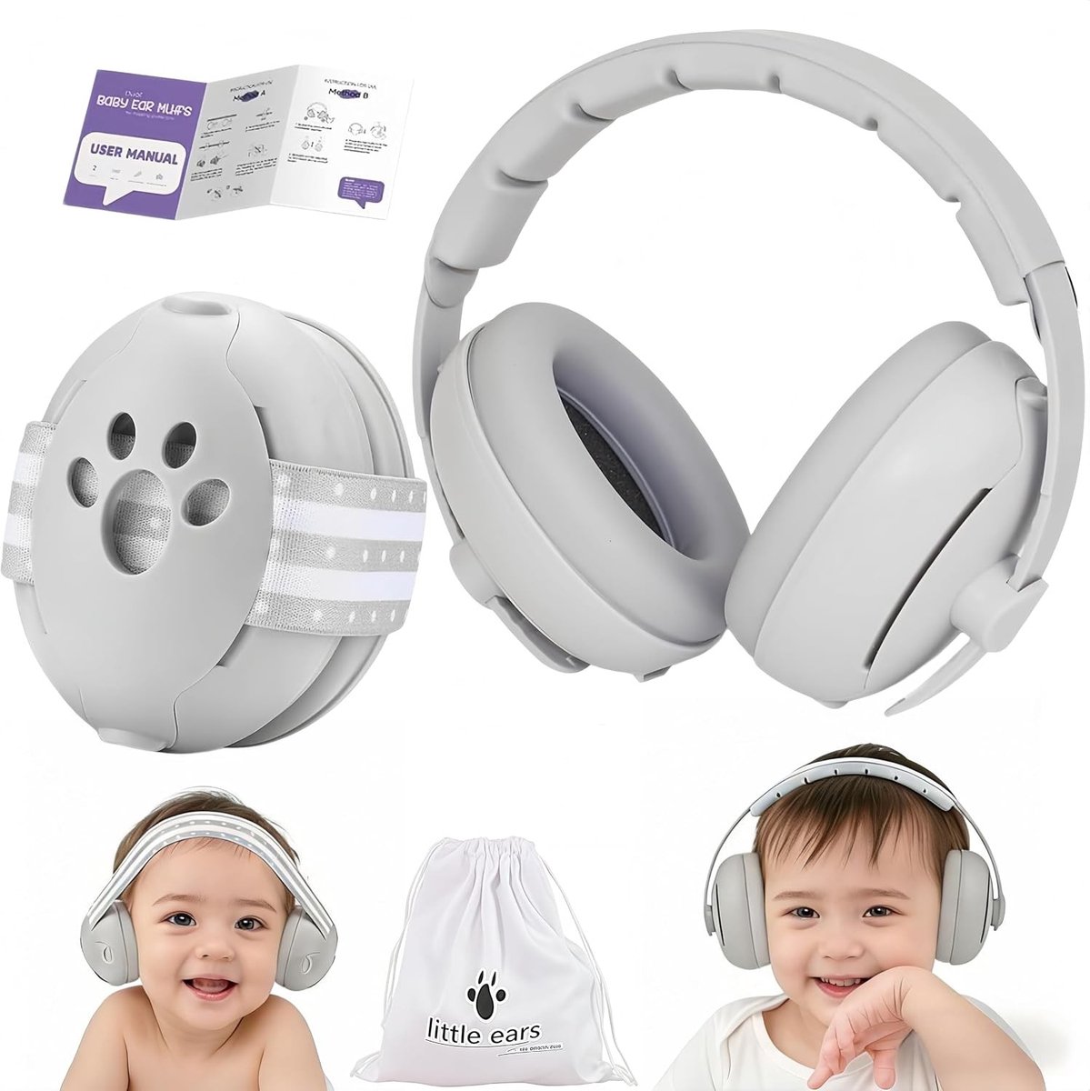 Comfortabele Oorkappen voor Baby's en Peuters tot 4 Jaar, Geluiddempende Hoofdtelefoon ter Bescherming van het Gehoor en Verbetering van de Slaap, CE & UKCA Gecertificeerd