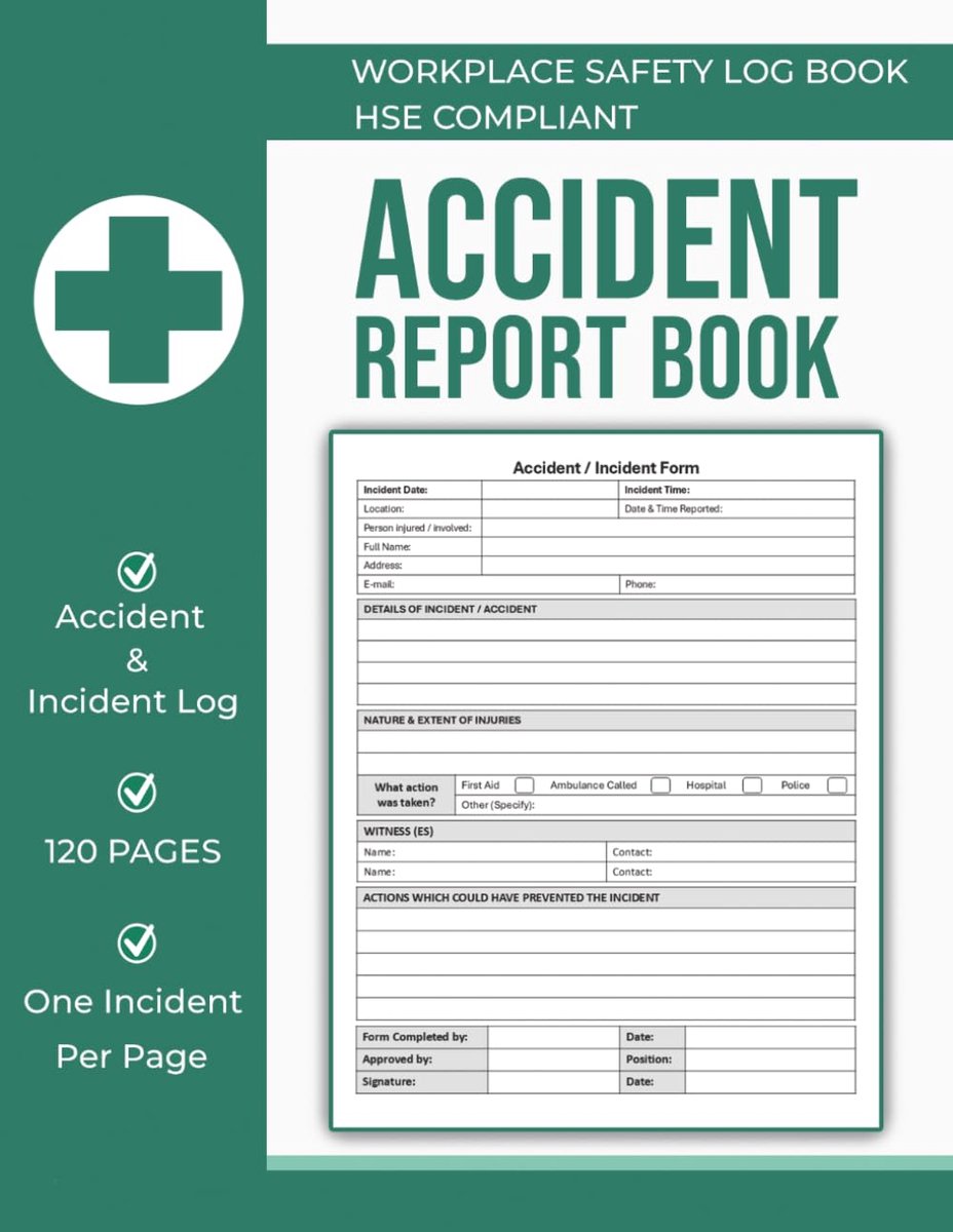 Accident Report Book HSE Compliant: A4 Workplace Health and Safety Record Book for Accident & Incident Reporting - ShopVlot