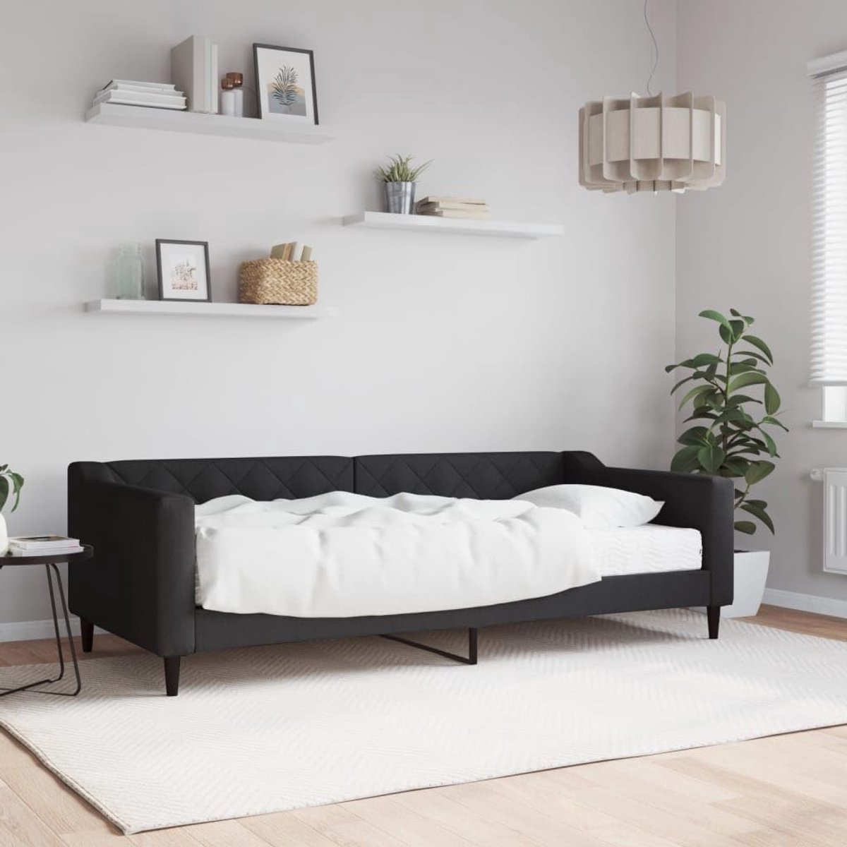 2 in 1 Schuimmatras Slaapbankbank Modern Zwart 90x200 cm