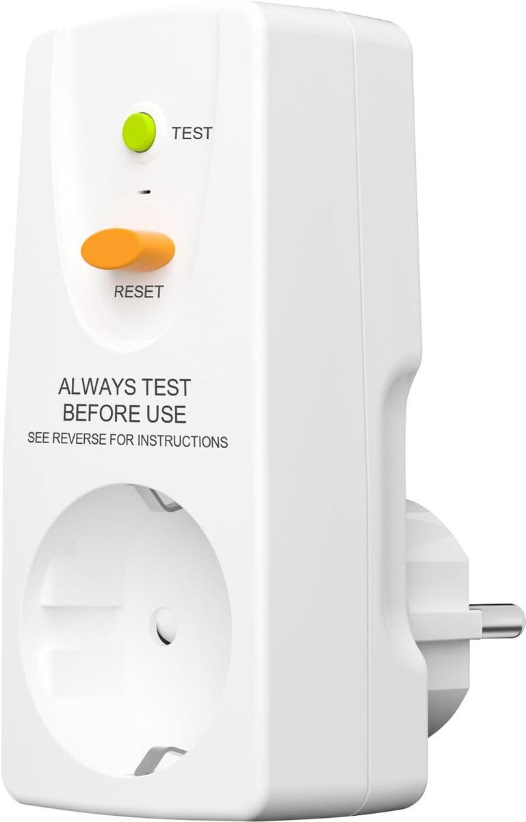 PRCD personal safety socket plug with switch and cover, DI socket, RCD circuit breaker 230V/16A, IP54 outdoor use - ShopVlot