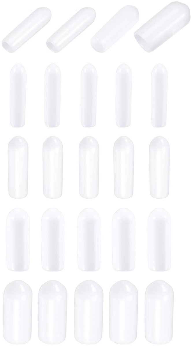 DMiotech 100 Pack 3/32" 1/8" 5/32" 1/4" ID White Thread Protectors Rubber End Caps Bolt Covers for Screw Bolt - ShopVlot