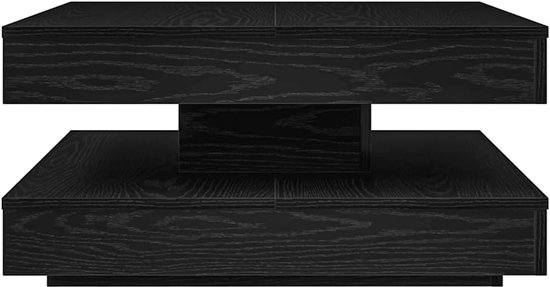 360 graden draaibaar bewerkt hout modern 70x70x34 5 cm zwart — afbeelding 3