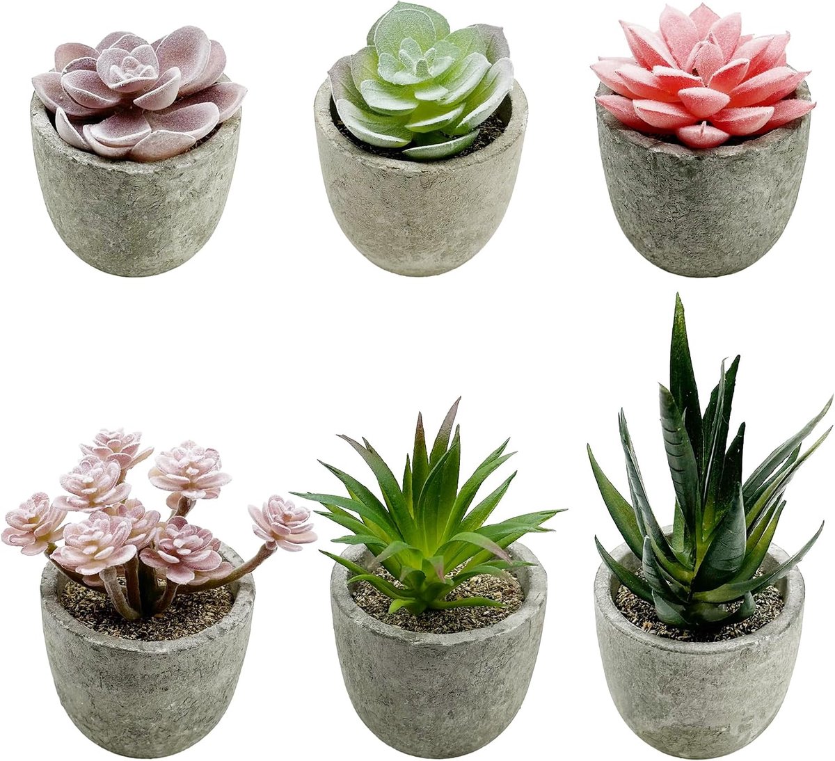 Cayway Pack of 6 Artificial Succulents Pot Set Succulents Artificial Succulents Artificial Succulents Plants for - ShopVlot