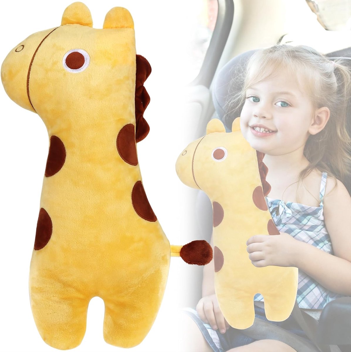 Autogordel kussen - Giraffe design - Comfortabel en zacht - Ondersteuning voor kinderen - ShopVlot