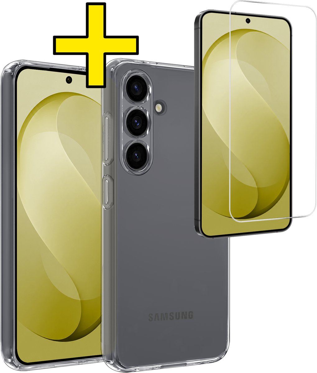 Hoesje - Met Screenprotector - Geschikt voor Samsung Galaxy S26 FE - Sterk & Shockproof - Back Cover - Siliconen Case - Telefoon Hoes - Telefoonhoesjes - Transparant