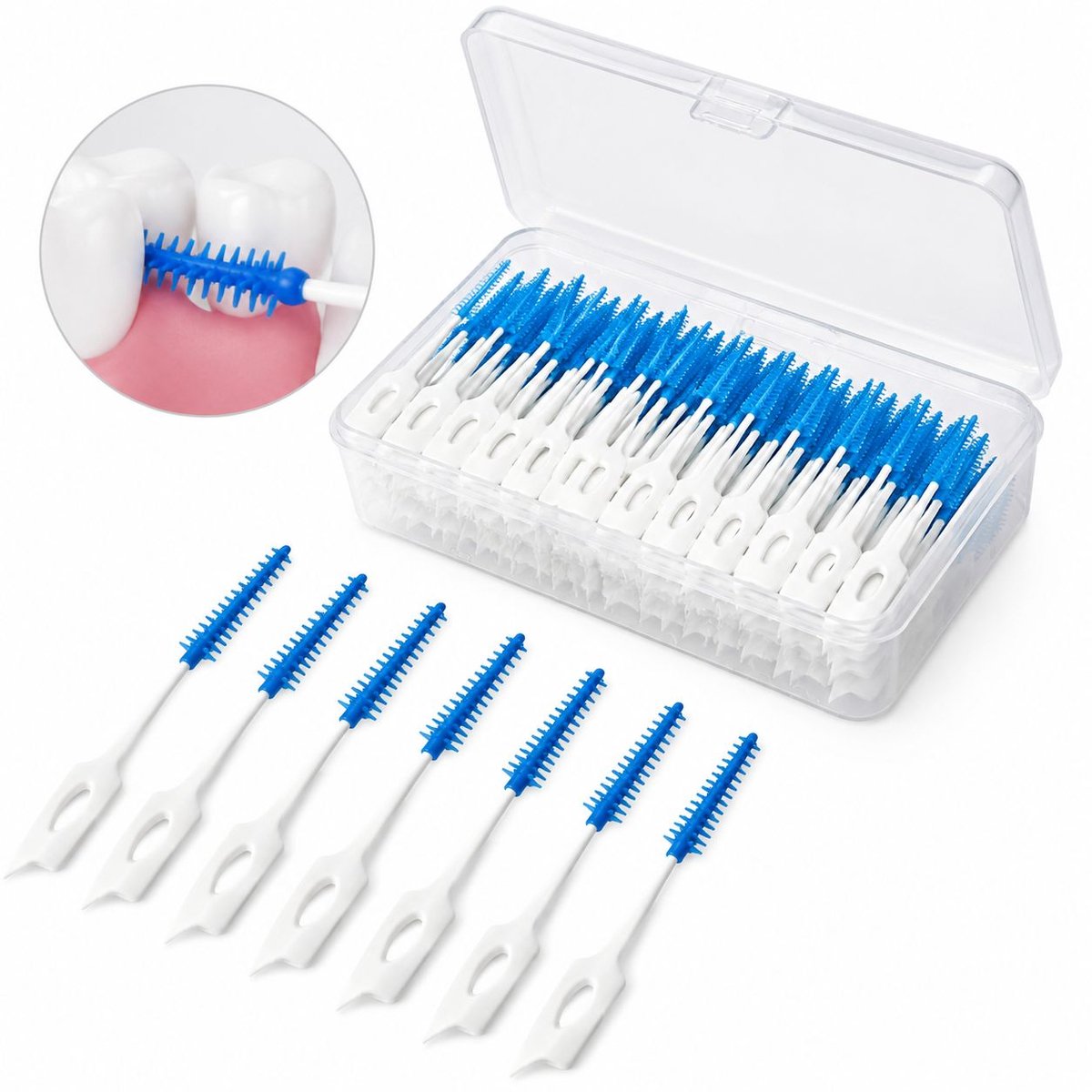 VHV - Tanden flosser - 240 stuks - Blauw - Draagbare siliconen - Interdental brushes - Tandenstokers - Tandenstoker tandenborstel