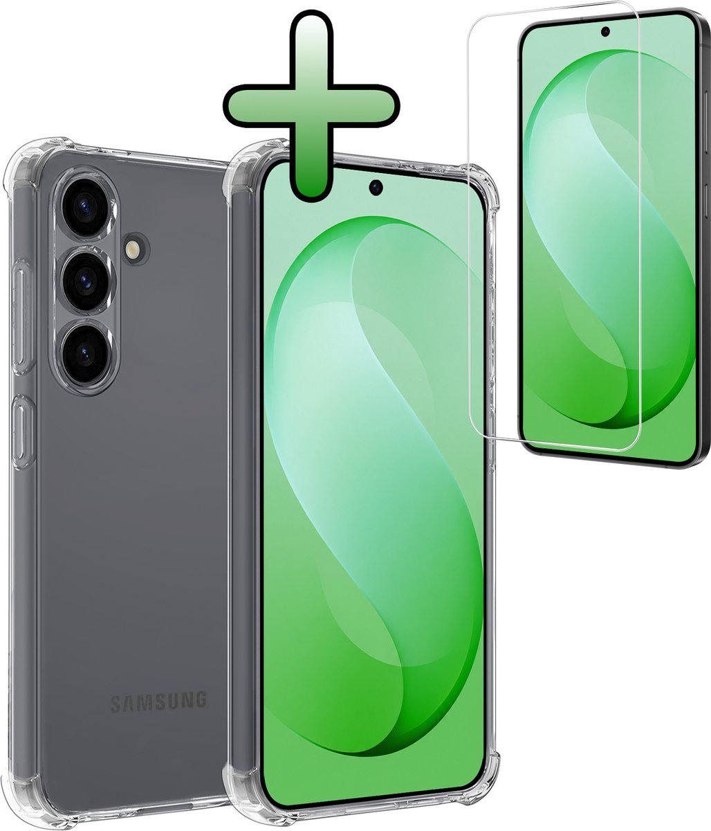 Hoesje Met Screenprotector - Geschikt voor Samsung Galaxy S26 FE - Sterk & Shockproof - Siliconen Case - Back Cover - Telefoon Hoes - Shock Proof - Transparant