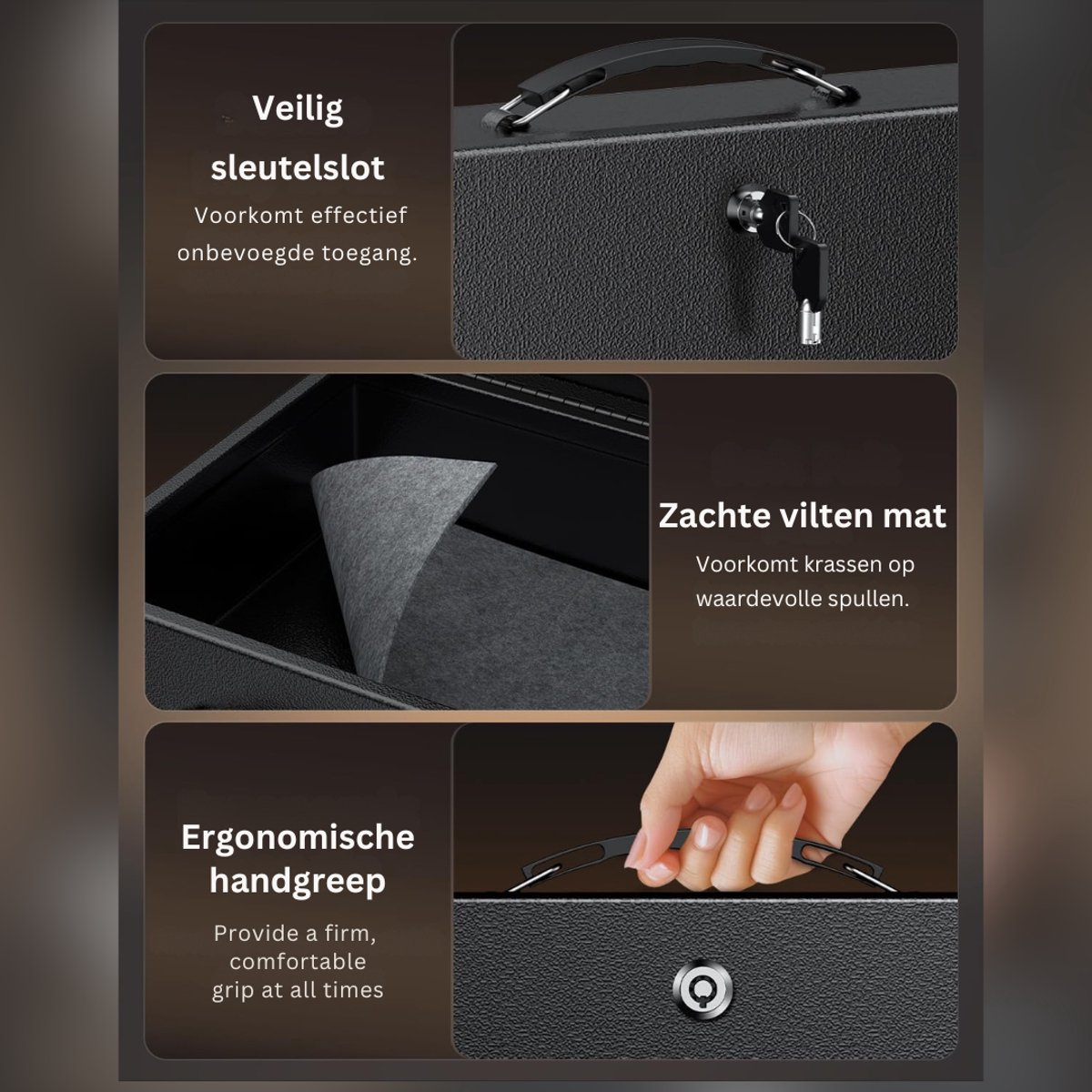 ZRNS® Geldkistje Brandwerend - Geldkluis met Sleutel - Geld Kluis - 33 x 27 x 10 cm