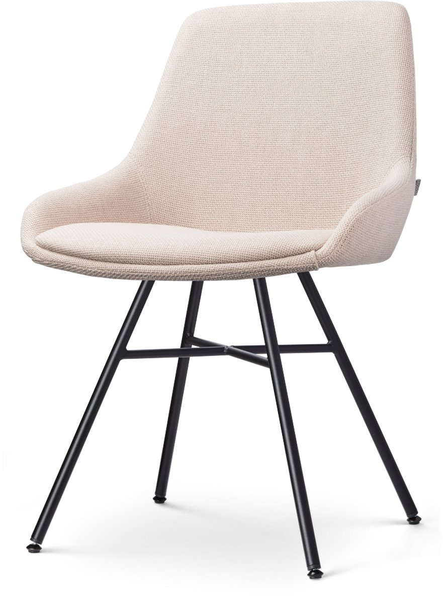 Nolon Noa-Isa Eetkamerstoel Beige - Stof - Zwart Onderstel - Design - Scandinavisch - Comfortabel Beige - Zwart onderstel