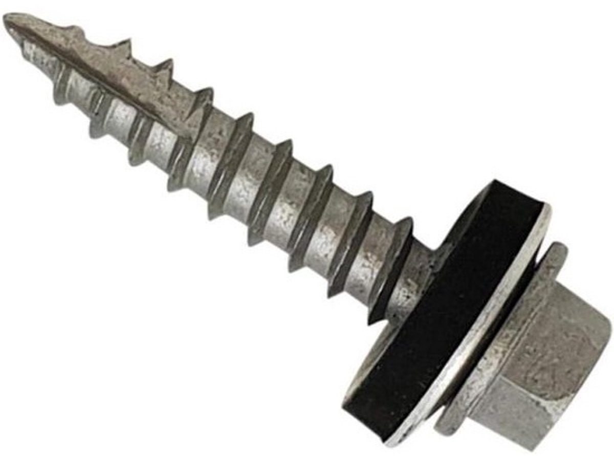 Schroeven voor dakbedekking - bevestiging in hout - voor plaatsing in metaal - zelfborend type 17 - 6,3 x 25 mm - zwart