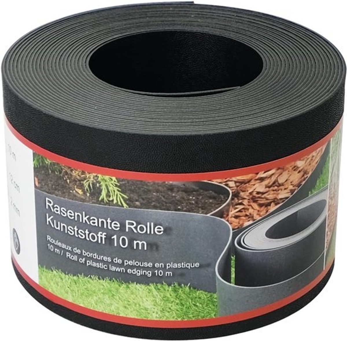 Flexibele kunststof graskant - Voor tuin en paden - 10 meter lang - 12 cm hoog
