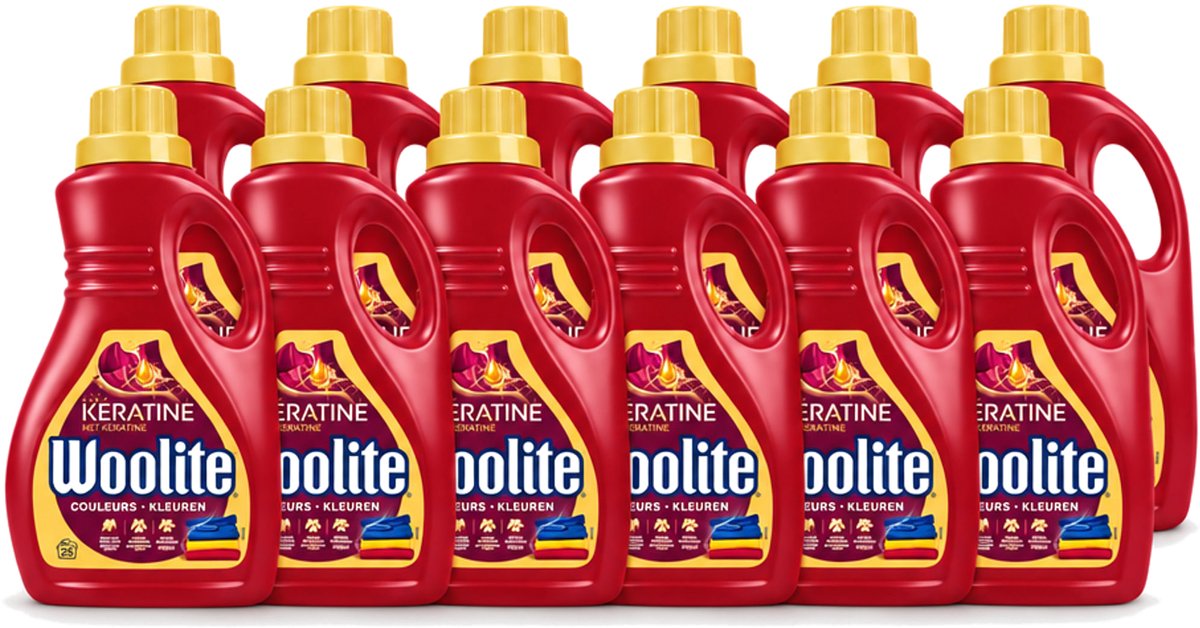 12 x Woolite Color - Vloeibaar Wasmiddel - Met Keratine - Gekleurde Was - 25 Wasbeurten - 1,5L - Voordeelverpakking - 12 stuks