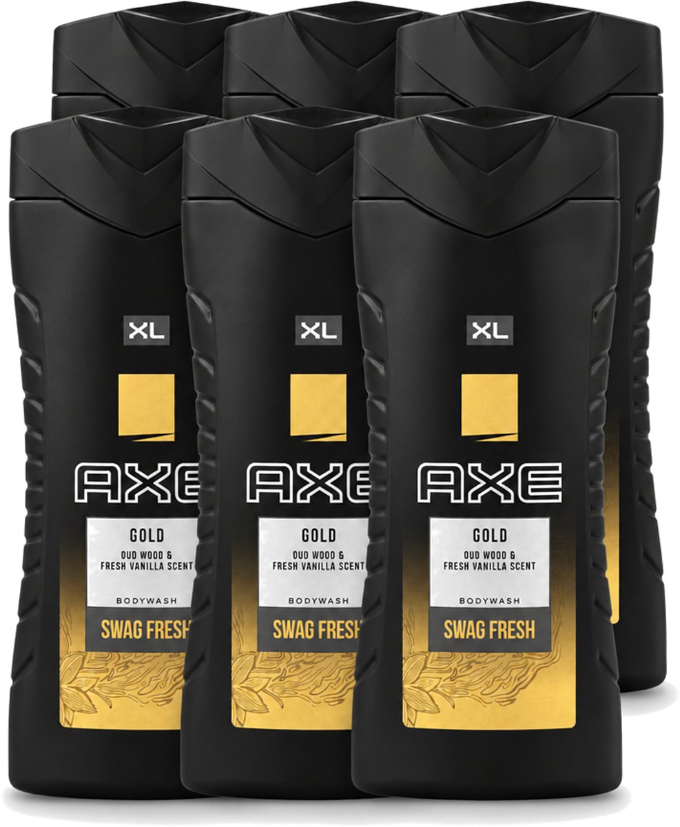 6 x Axe XL - Douchegel - Gold - Oud Wood & Fresh Vanilla - Swag Fresh - 400 ml - Voordeelverpakking - 6 stuks