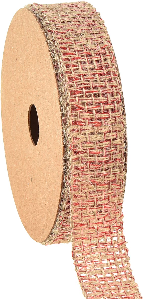 Decoratief lint jutelint voor decoratie naturel rood 25mm 10m