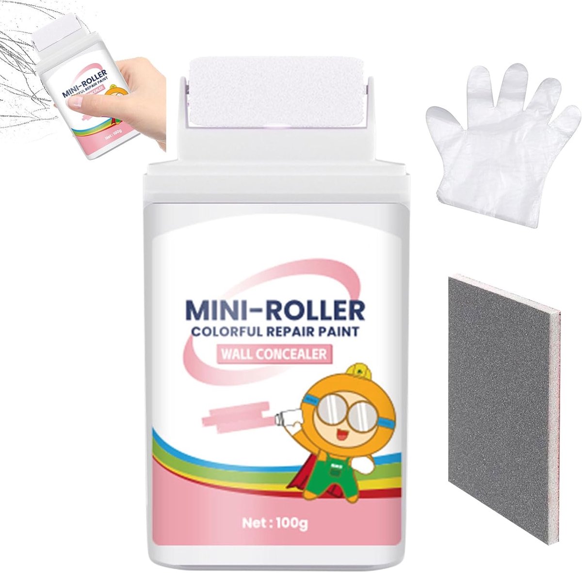 Reparatieset voor muur, reparatieset voor witte muur, mini-verfroller voor muren, rol voor witte verf voor muur en - ShopVlot