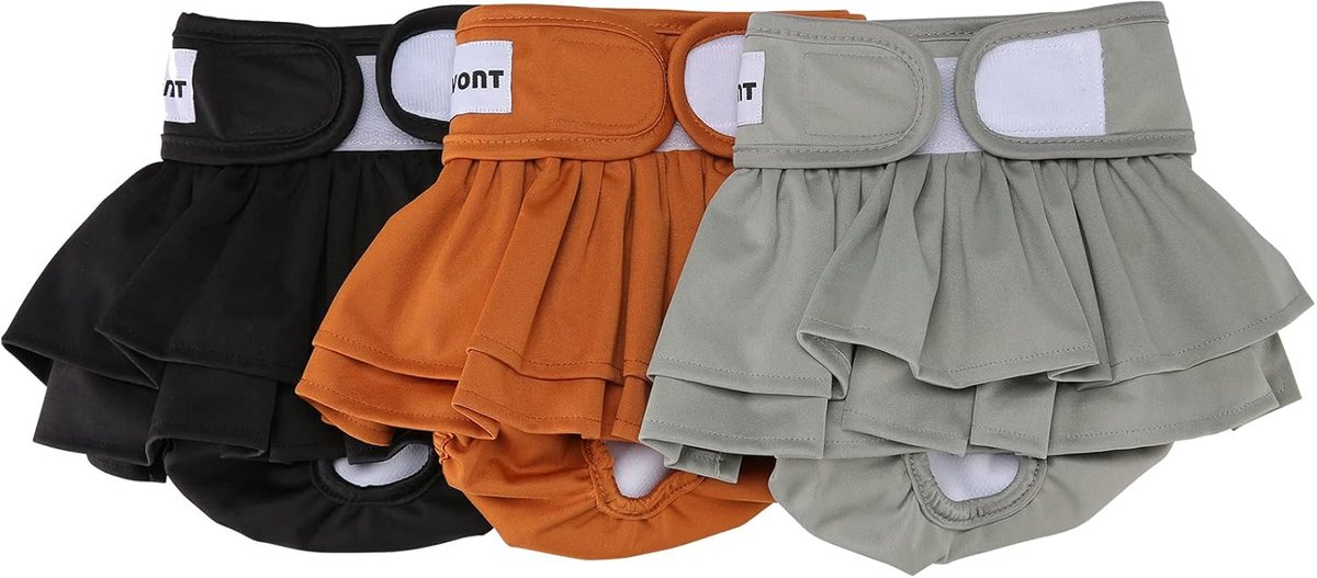 Avont 3-Piece Reusable Dog Nappies, Highly Absorbent, Washable and Eco-Friendly -Czarny/Brązowy/szary -XS - ShopVlot