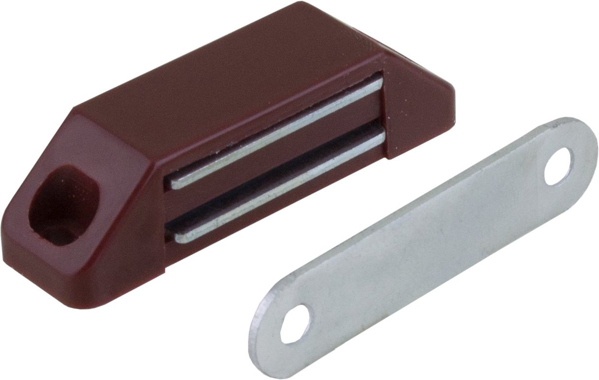 1 magneetsnapper meubelsnapper kastsnapper kastsnapper, houdkracht 5-6 kg, kunststof bruin met metalen tegenplaat 58 x - ShopVlot