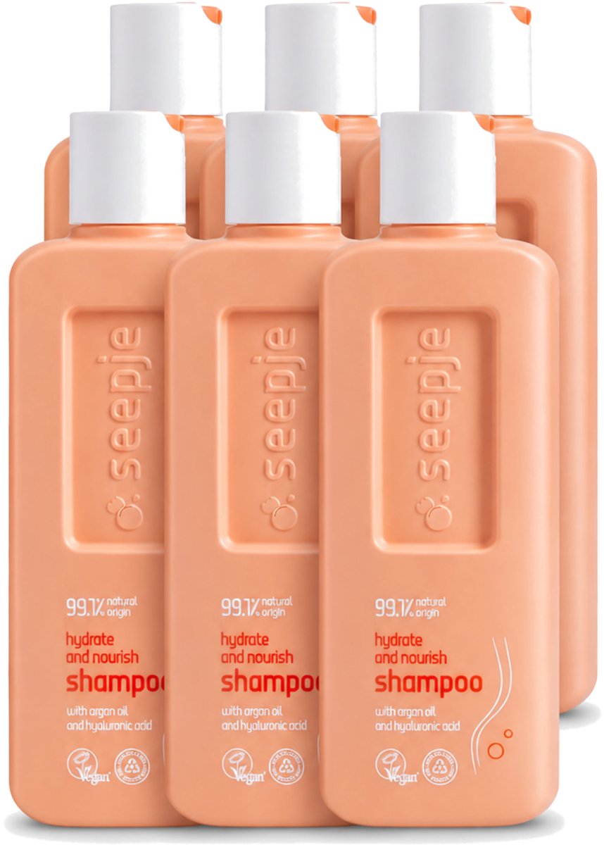 6 x Seepje - Hydrate & Nourish Shampoo - Intense Hydratatie voor Gezond Haar - 300 ml - Voordeelverpakking - 6 stuks