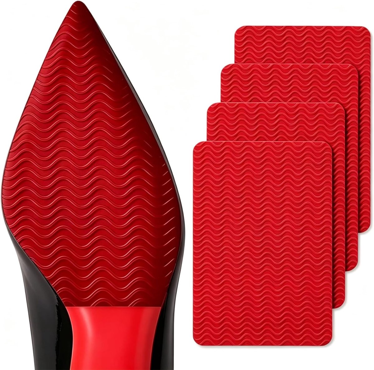 Anti-slip zoolbeschermers 4 stuks - rubberen schoenplaatjes - rode kleur - verbeterde grip voor hoge hakken - ShopVlot