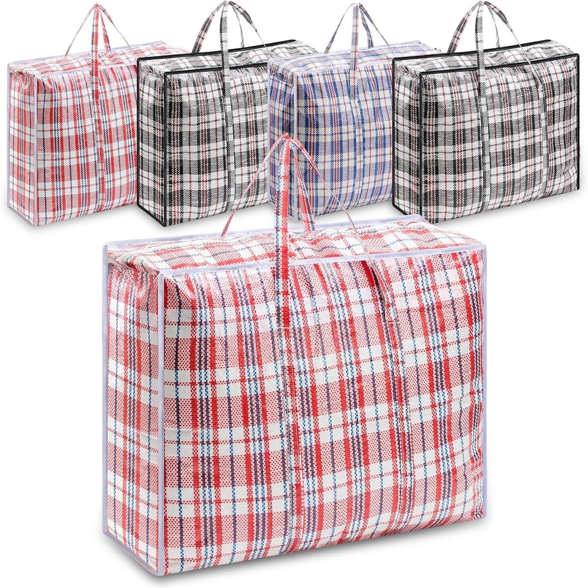Set van 5 Waszakken voor Kleding, Opbergzakken en Verhuiszakken - 80 x 60 x 11 cm, Duurzaam en Ruimtebesparend