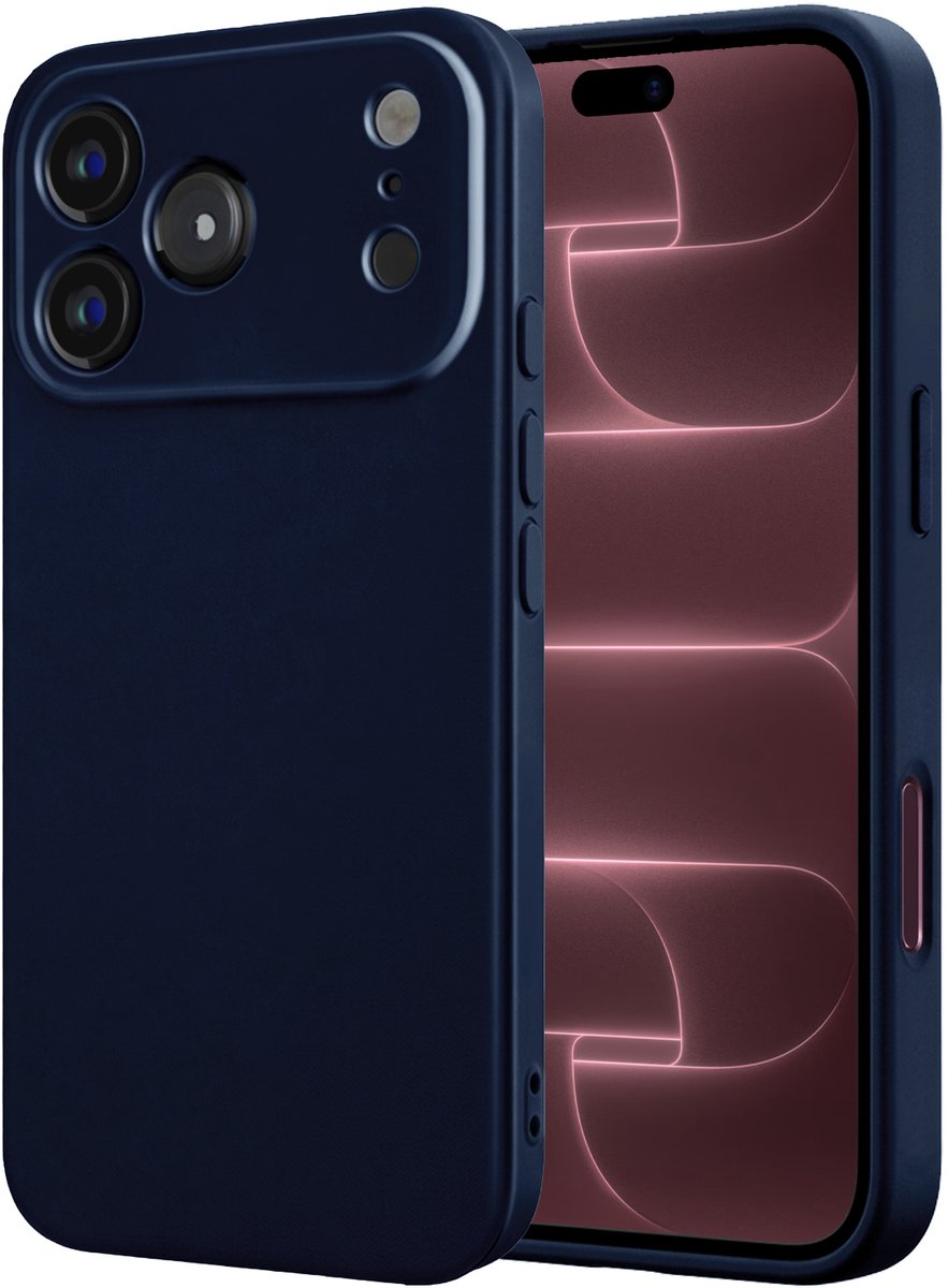 Hoesje - Geschikt voor Apple iPhone 18 Pro - Sterk & Shockproof - Hoes Cover - Siliconen Case - Donkerblauw
