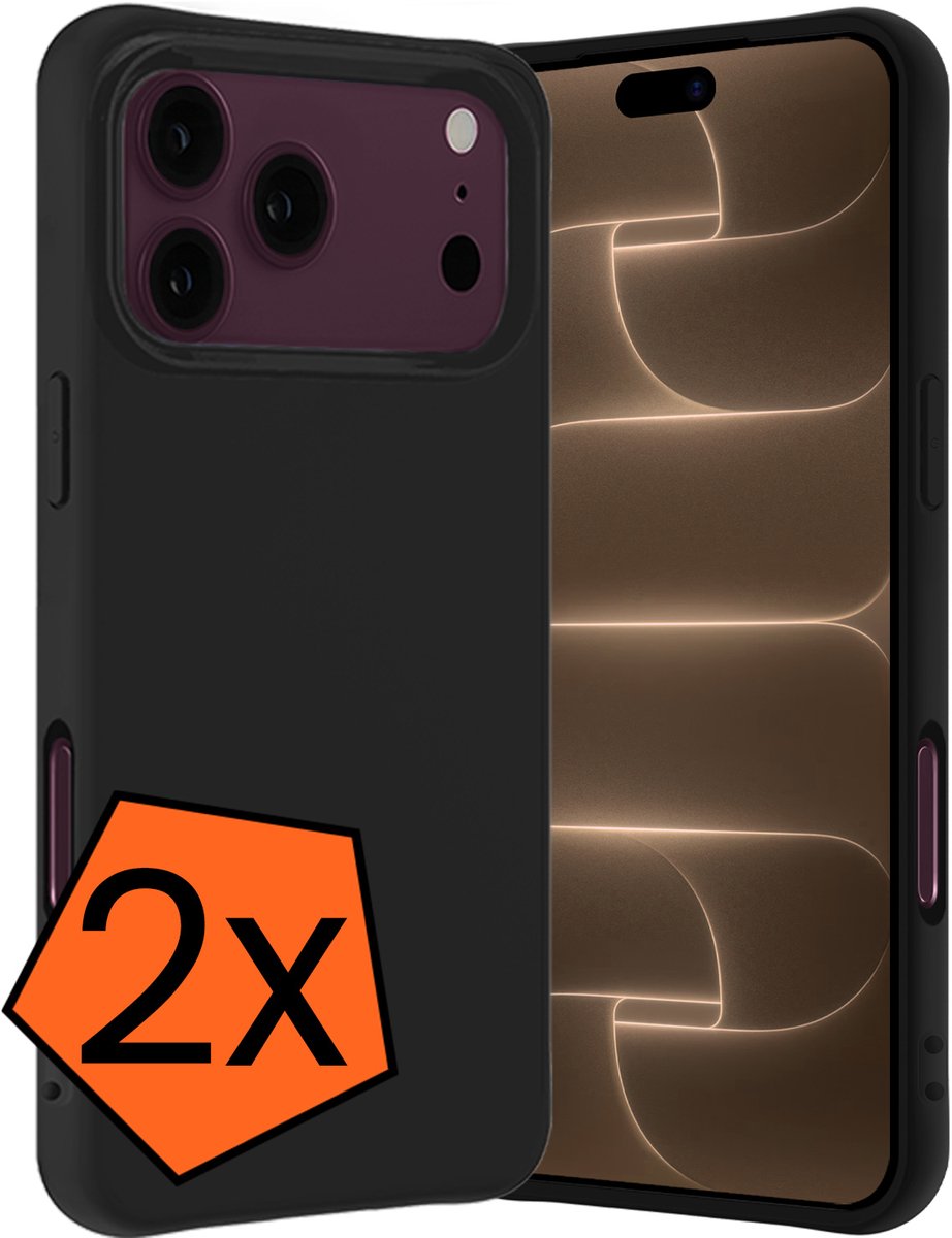 Hoes - 2 Stuks - Geschikt voor Apple iPhone 18 Pro Max - Sterk & Shockproof - Case Siliconen - Back Cover - Telefoon Hoes - Zwart