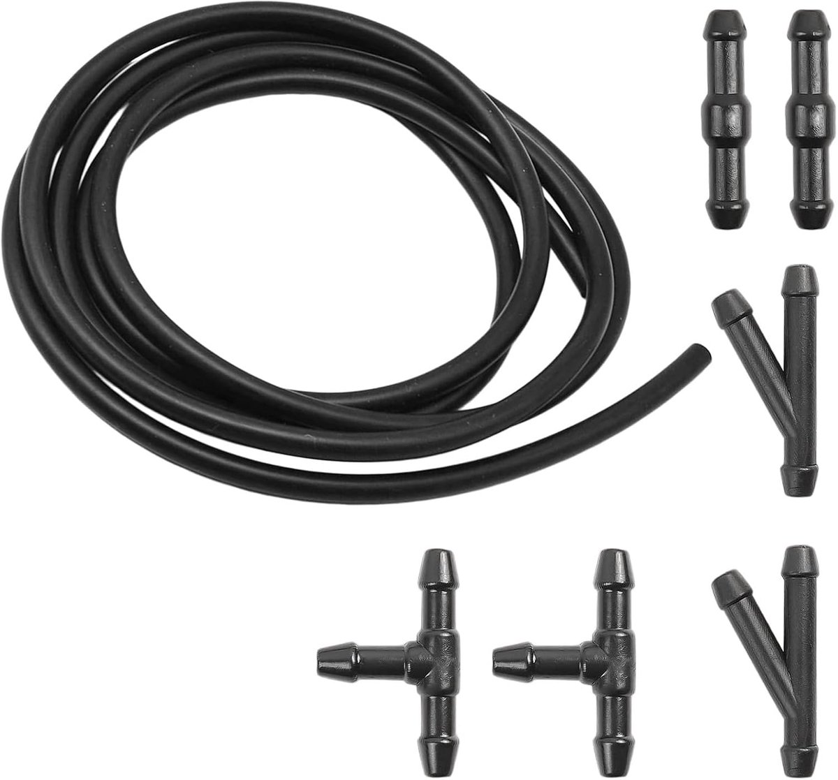 2m Universal Windscreen Spray Hose with 6 Pieces Hose Connectors Black Wiper Water Hose Repair Kit Spray Water Hose - ShopVlot