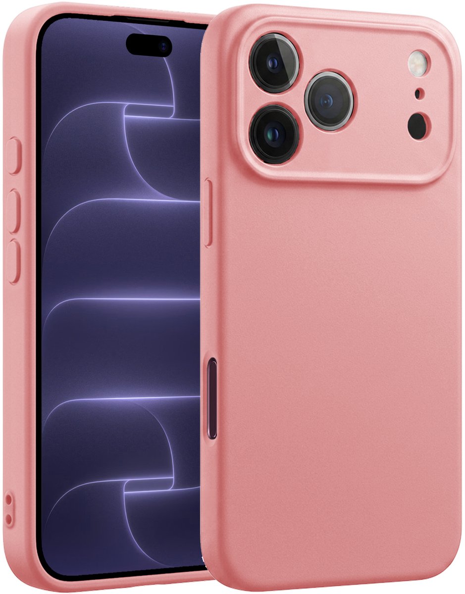 Hoesje - Geschikt voor Apple iPhone 18 Pro - Sterk & Shockproof - Siliconen Case - Hoes Cover - Telefoonhoes - Lichtroze