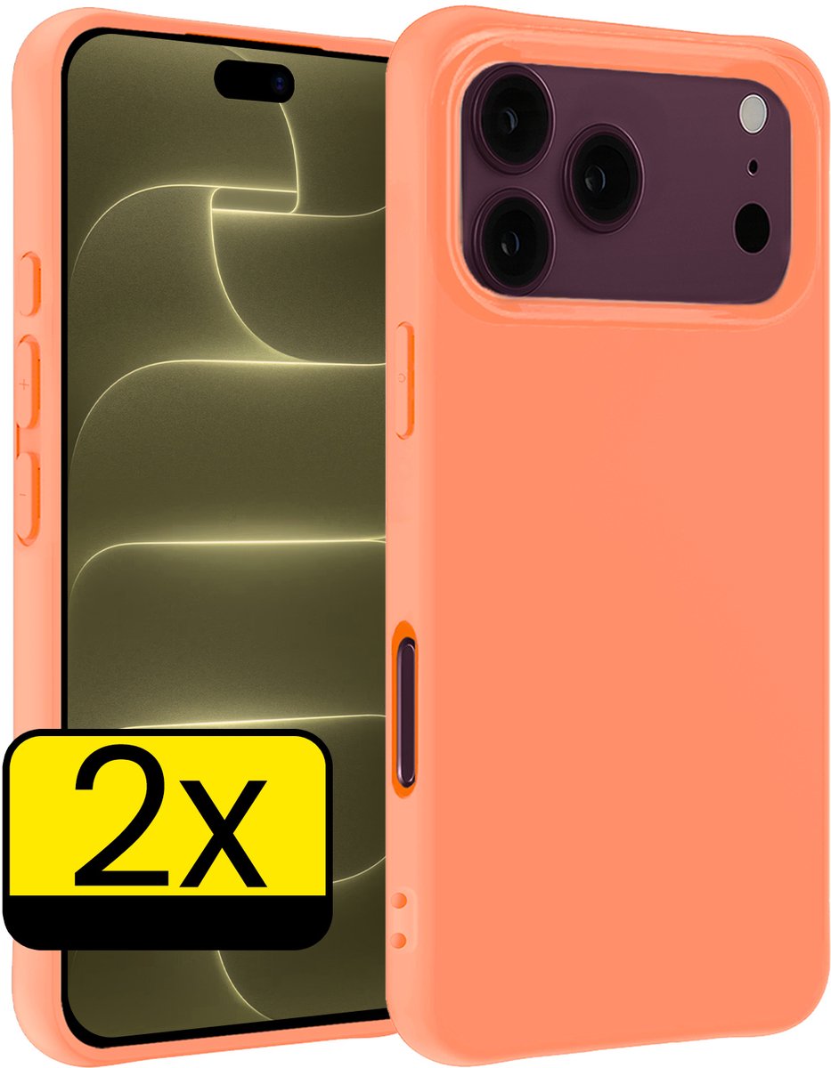 Hoesje - 2 Stuks - Geschikt voor Apple iPhone 18 Pro Max - Sterk & Shockproof - Case Siliconen - Back Cover - Telefoon Hoes - Telefoonhoesjes - Perzik