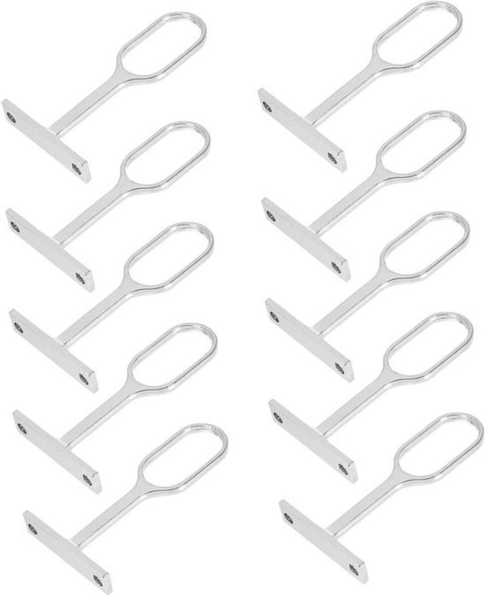 Pijpbeugels - Garderobesteunen - kaststeunen - Voor kastorganisatie - Zinklegering - 10 stuks - Zilver