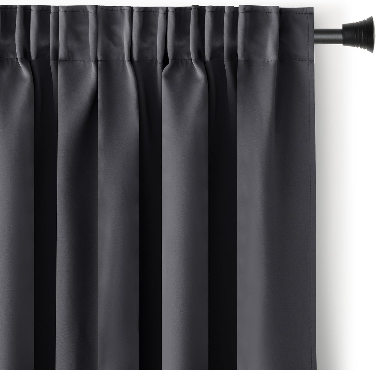 AmeliaHome Blackout Curtain 140 x 270 cm Graphite 1 Piece Pleated Tape Blackout Curtain Opaque Window Decoration - ShopVlot