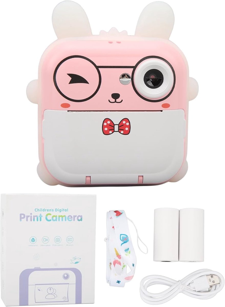 Digitale camera voor kinderen, 24 MP HD Instant Print-camera met 2,4 inch IPS-scherm, 800 mAh-batterij voor kinderen jaar (roze)