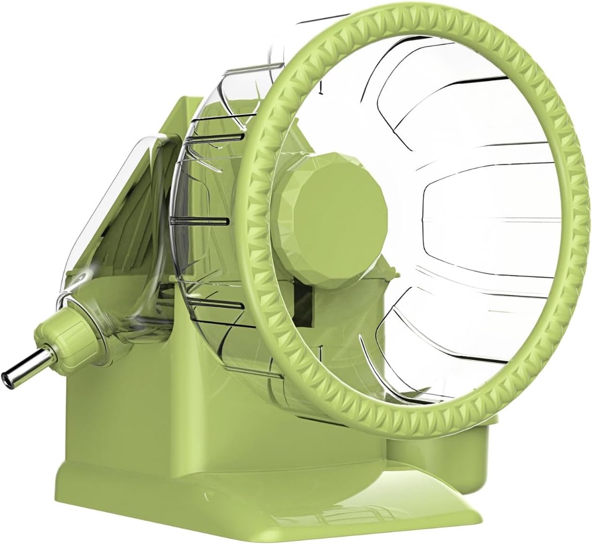 4 in 1 Hamsterwiel, Hamsterhuis met Hardloopwiel, Voederbak, Waterfles en Verborgen Plek, Sport- en Hardloopspeelgoed voor Kleine Dieren zoals Hamsters, Gerbils en Muizen (Groen, 16cm)