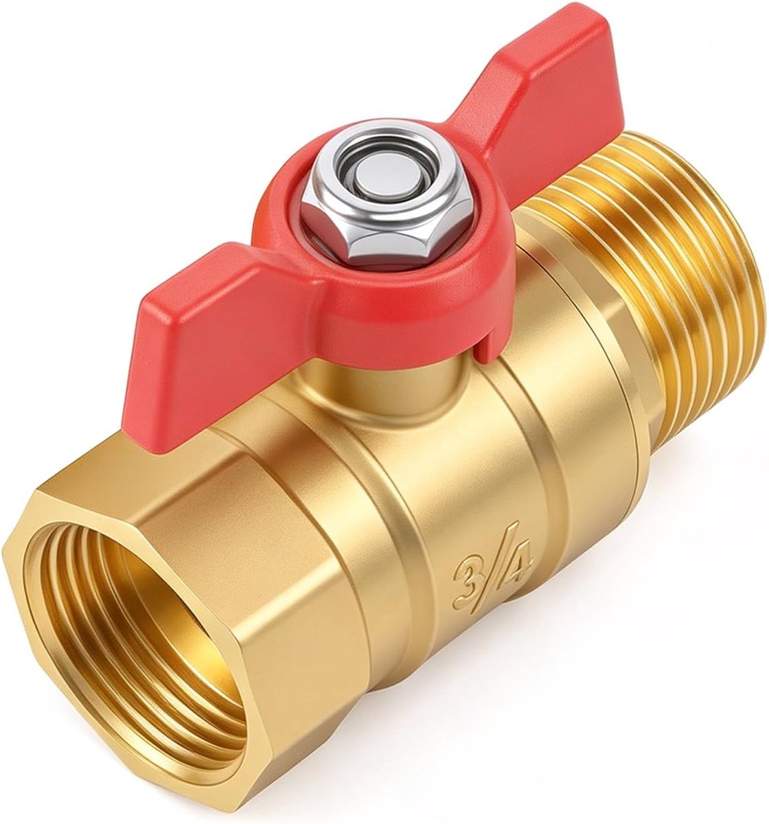 Kogelkraan 3/4 inch - messing afsluitkraan - vleugelgreep - betrouwbare afdichting - ShopVlot