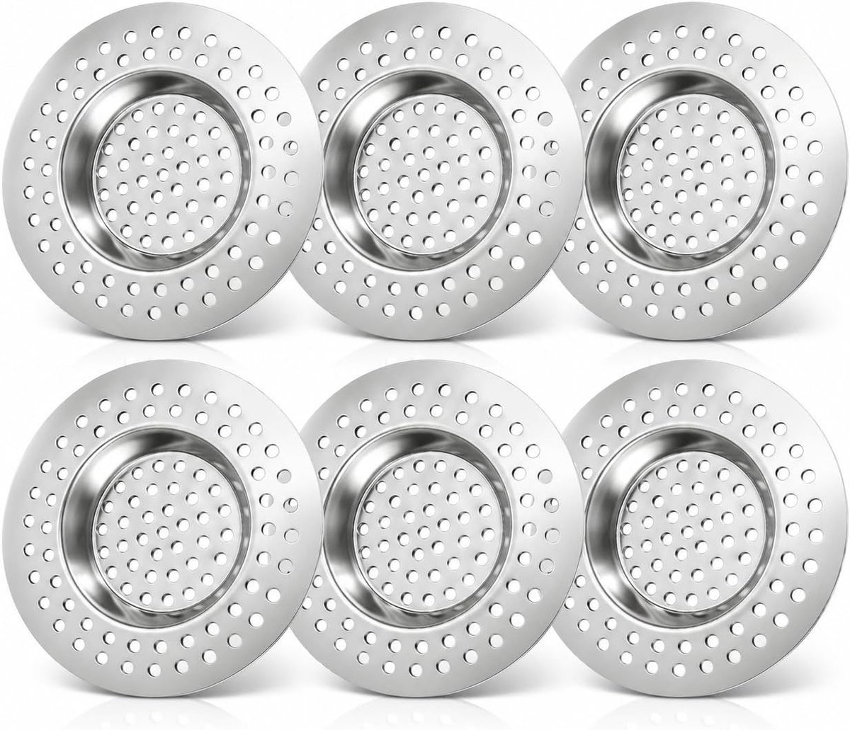 6 Stuks RVS Afvoerfilter voor Keuken en Badkamer - Herbruikbare Anti-verstopte Mand voor Douche, Badkuip en Afvoer