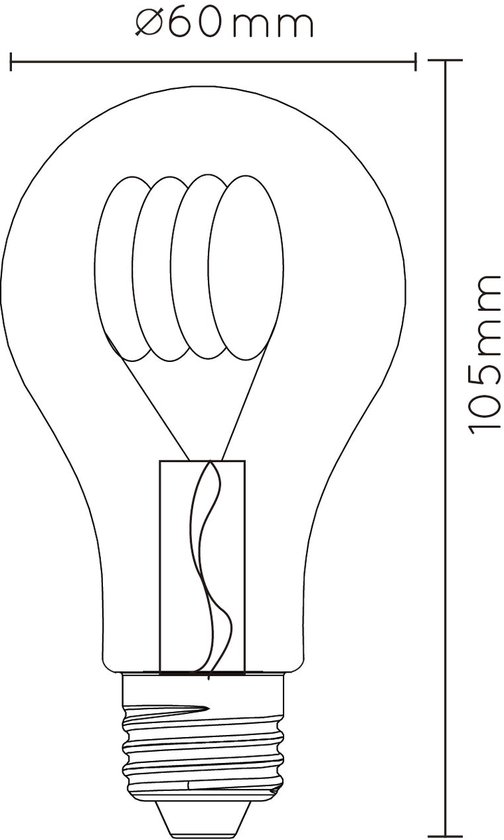 Dessin technique d'une ampoule avec dimensions Ø60mm et 105mm.