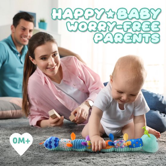 Babyspeelgoed - Rups Muzikaal Speelgoed - Montessori Zintuiglijk Speelgoed Babyspeelgoed Cadeau Voor Jongens Met Liniaal Grijpspeelgoed Ramelaar - Babyspeelgoed Cadeau Voor Pasgeborenen, Tummy Time Babyspeelgoed - Blauw — afbeelding 5