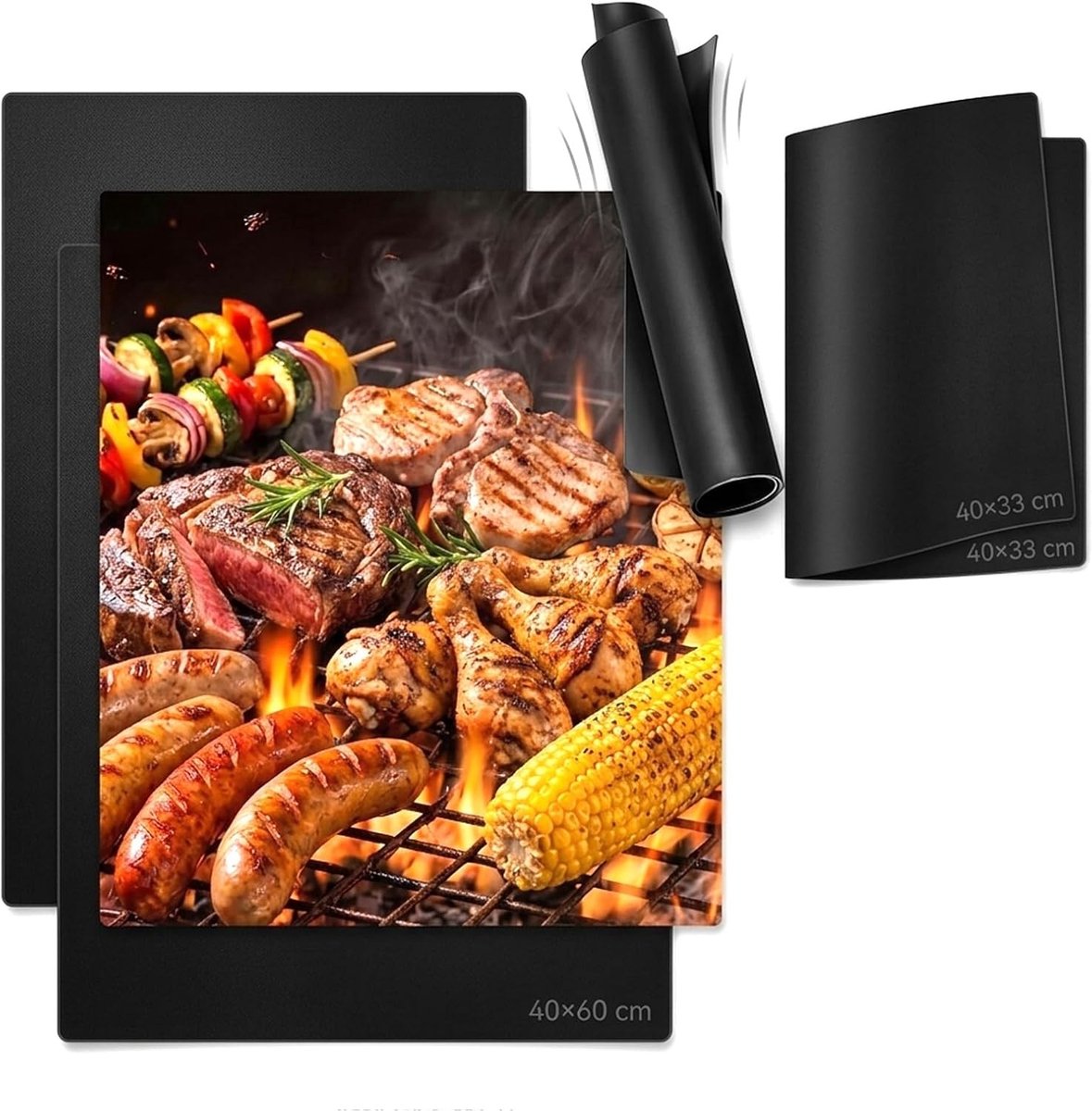 Set van 4 Grote Ovenmatten - Herbruikbare, Antikleef Bakfilm van Fiberglas, Warmtebestendig tot 260 °C, BPA- en PFOA-vrij, Ideaal voor Bakken en Grillen
